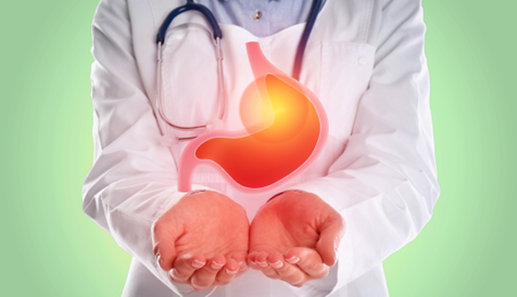 Autoimmune Gastritis and Pernicious Anaemia Diagnosis Medical professional examining a stomach, highlighting autoimmune gastritis and vitamin B12 deficiency.